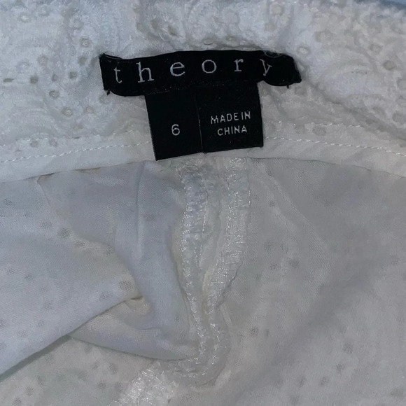 Theory White Cotton Embroidery Shorts Size 6 - Picture 4 of 6